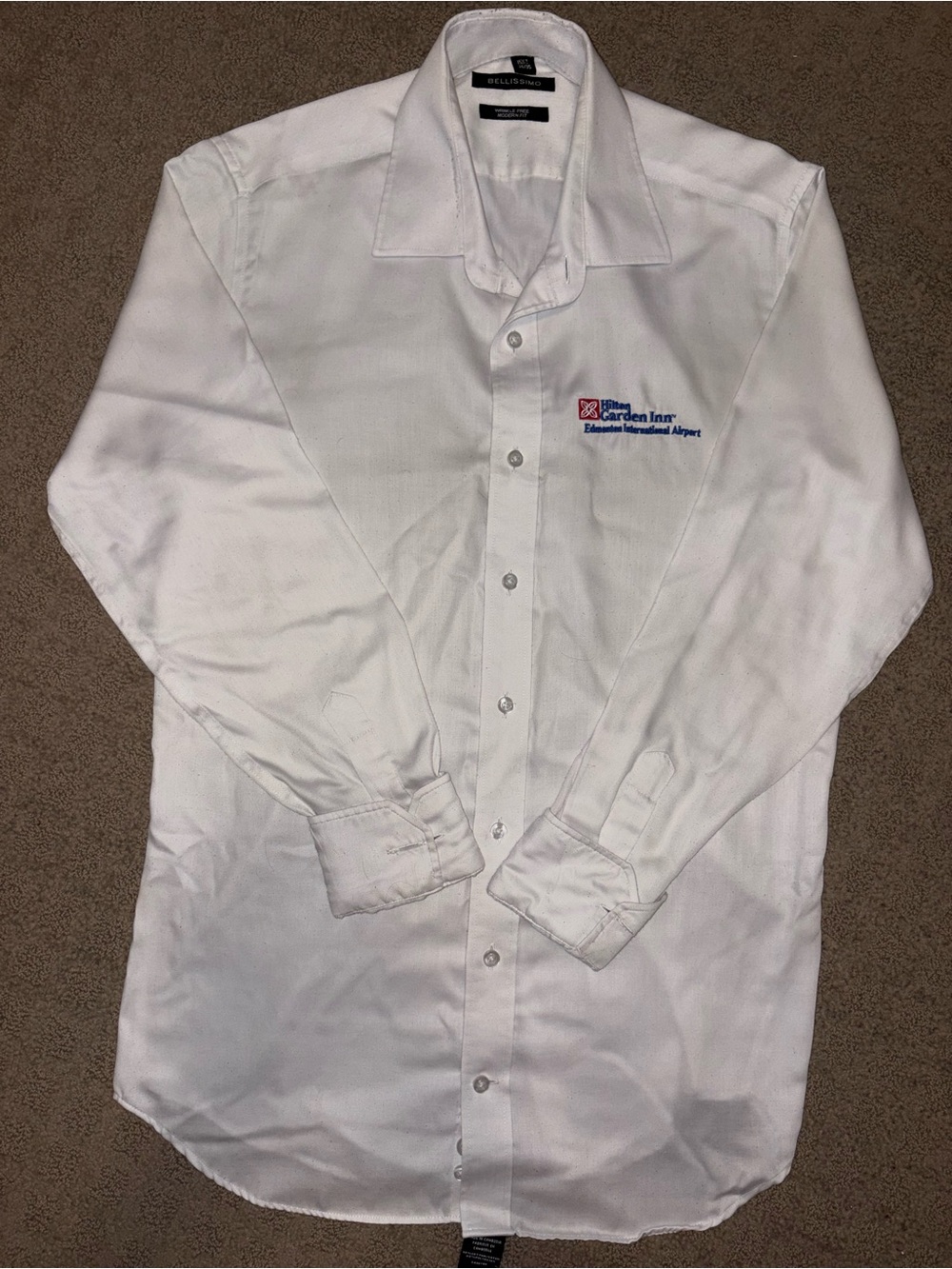 Men’s Size 15 & 1/2 T Bellissimo (Tip-Top Tailors Brand) White Long-Sleeve Dress